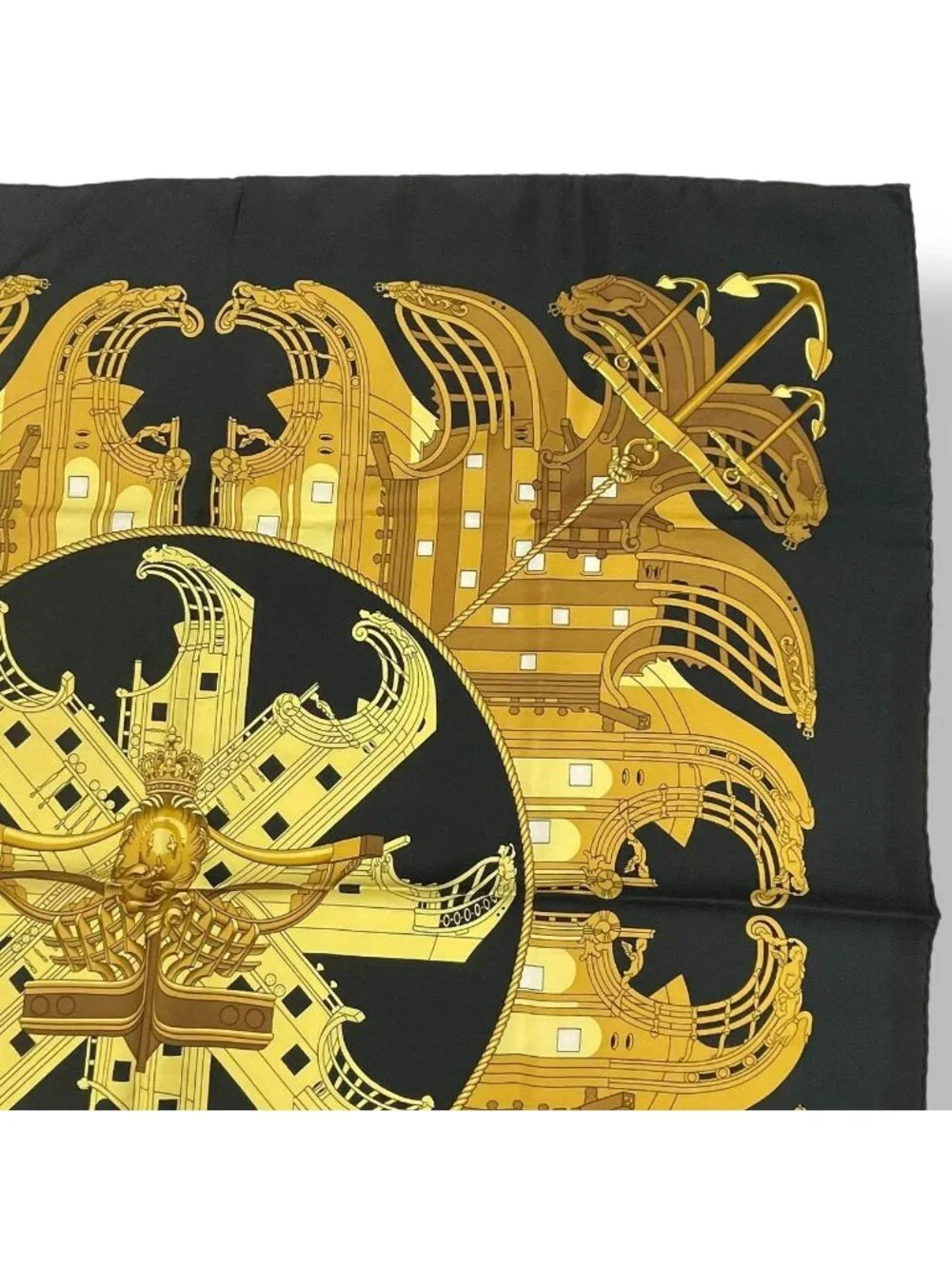 Hermes Scarf Silk Carre 90 Proues Black - Picture 3 of 8